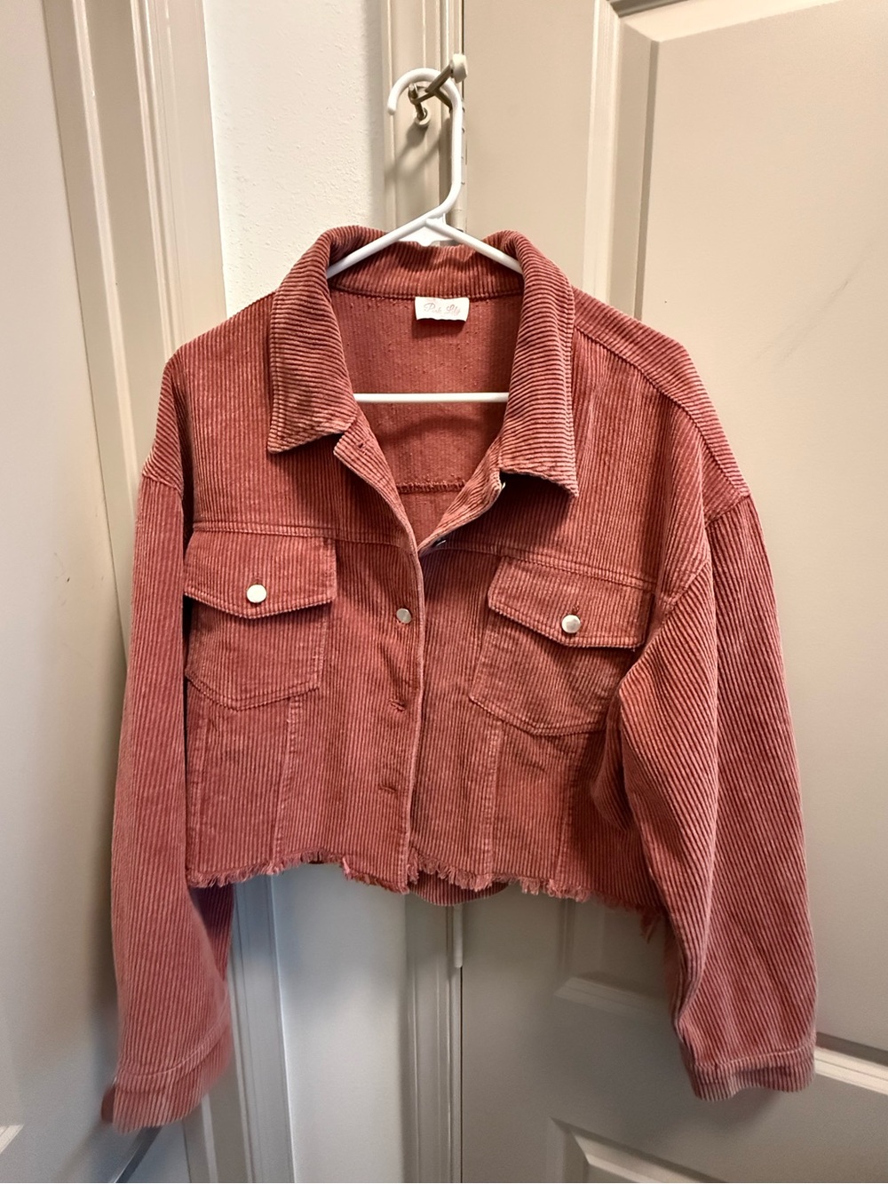 Pink Lily Cropped Corduroy Jacket